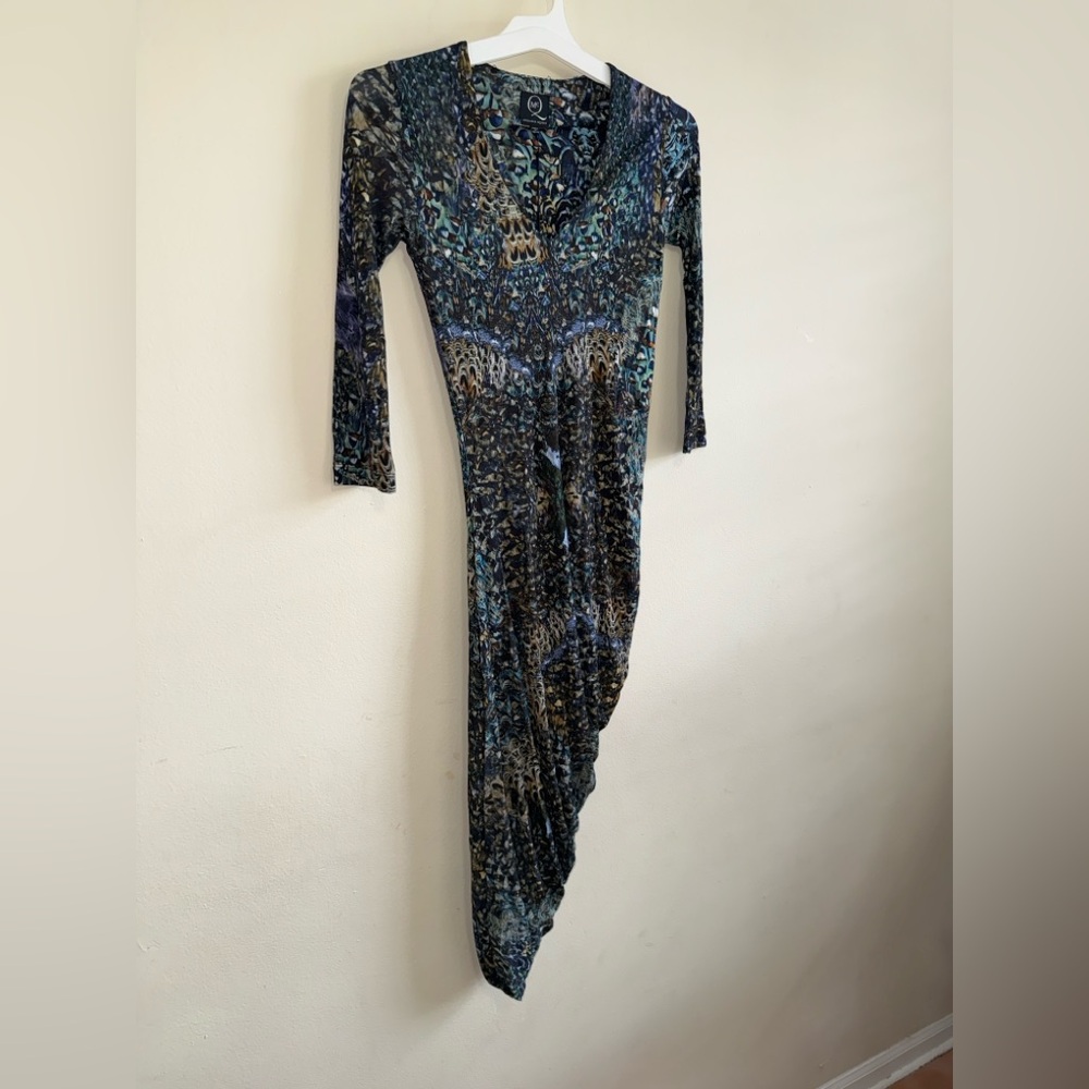 MC Alexander McQueen Peacock Draped Dress NWT $550 Size S 2022-2012 Collection - Picture 7 of 7